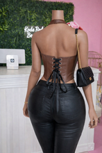 Load image into Gallery viewer, Brown Leather Corset Top